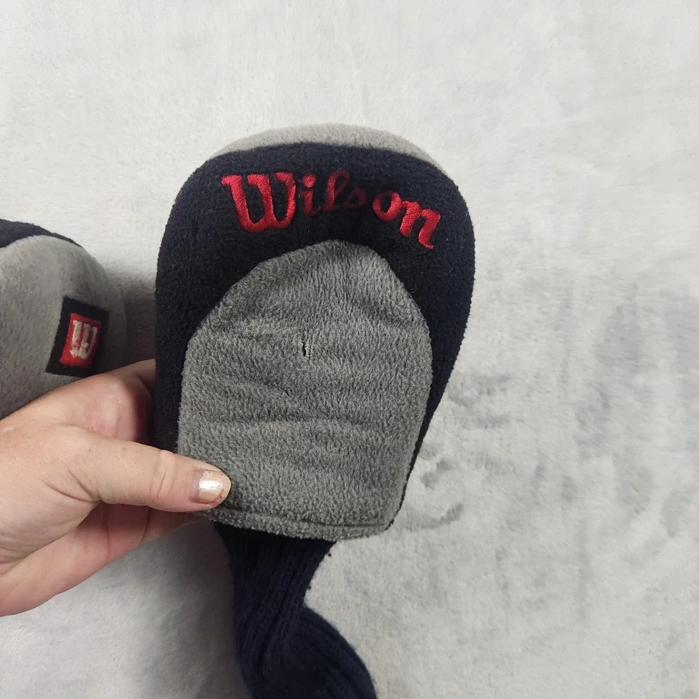 Wilson Grey Black 3 & 5 Wood Fur Fuzzy Sock Golf Head Covers VTG‎